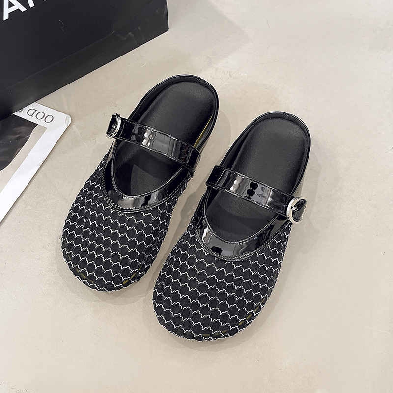 Ddmysports Hollow Woven Closed Toe Half Slippers For Women Summer Outdoor New Flat Breathable Slip On Clogs Sandals Outdoor Shoes