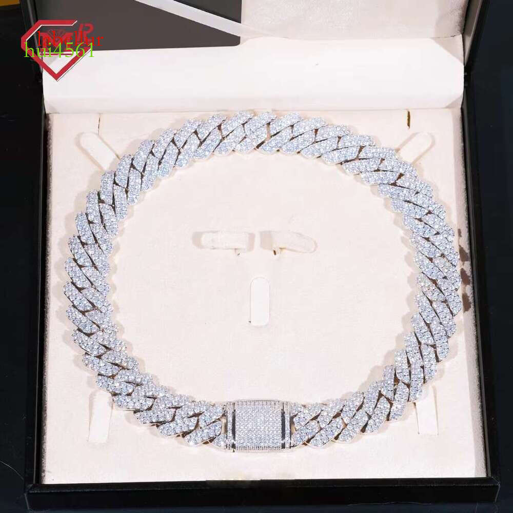 Hip hop male 16mm two row full ice out sharp teeth set sier V vs moissani Cuban chain