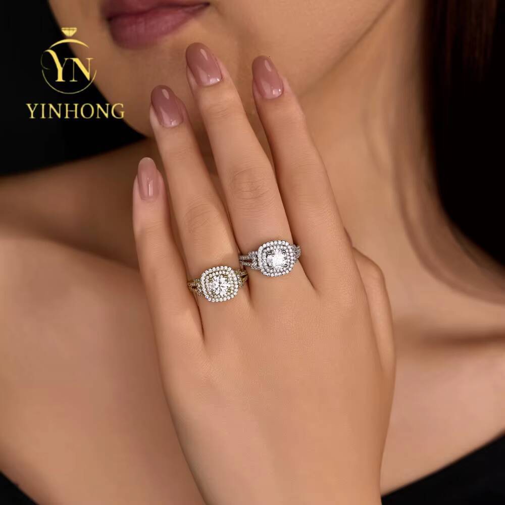 Wholesale Fashionable Wedding Ring 1ct Vvs D Moissanite Inlay Diamond Ring Silver Lady Wedding Rings Luxury