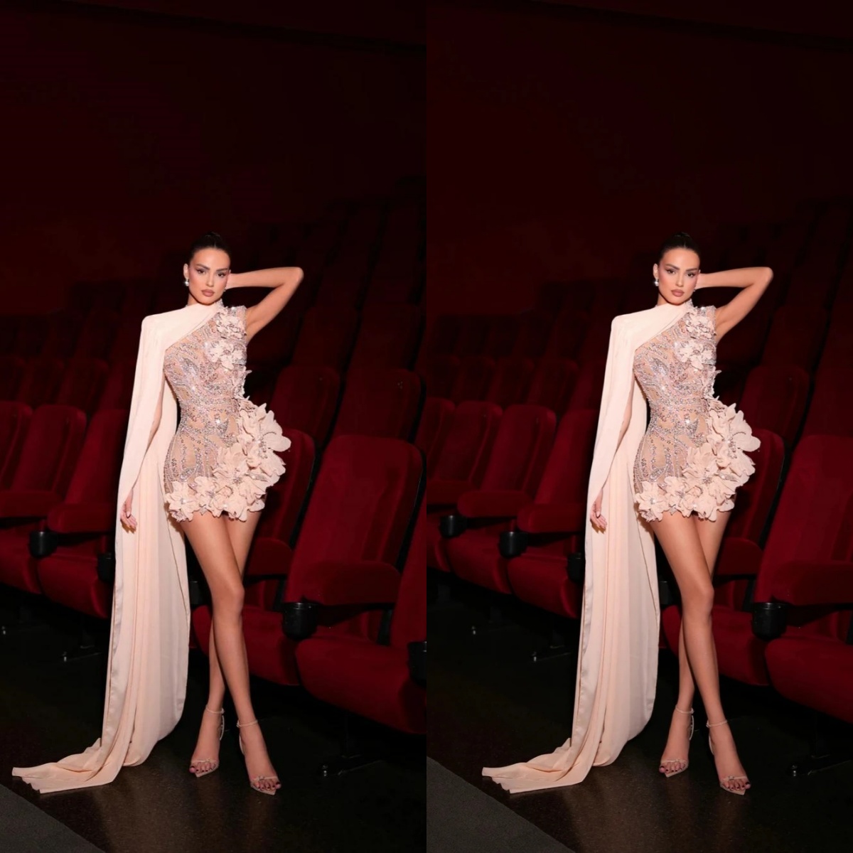 Exquisite One Shoulder Prom Dresses Sexy Floral Appliques Mini Skirt Evening Dress Customized Above Knee Length Party Gown