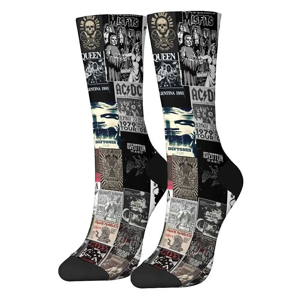 Poster art collage mens fashion socks novelty interesting crew socks comfortable and breathable retro style casual sports. X250725