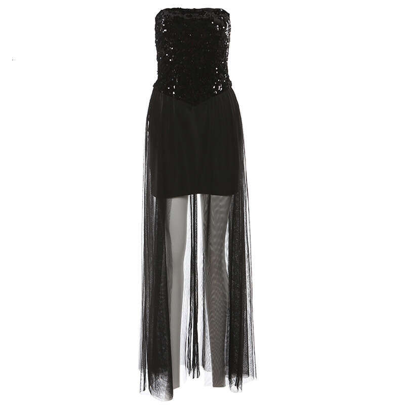 2023 Autumn Winter New Women's Solid Color Slim Fit High Waist Fashion Off-Shoulder Tube Dress e6b