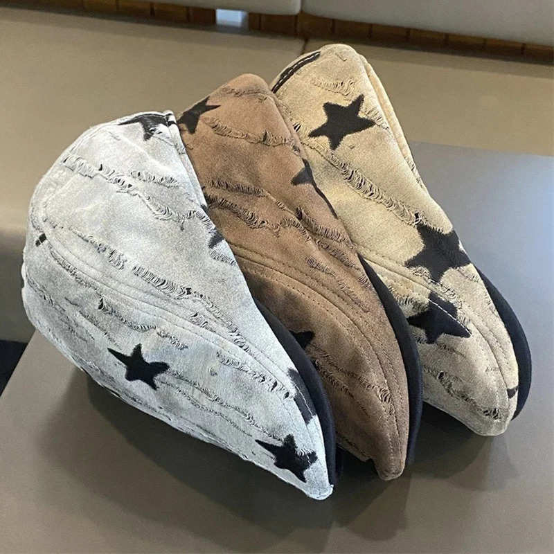 Y2k Retro sboy Cap for Women Men British Star Printed Beret Hat Forward Hats 250723