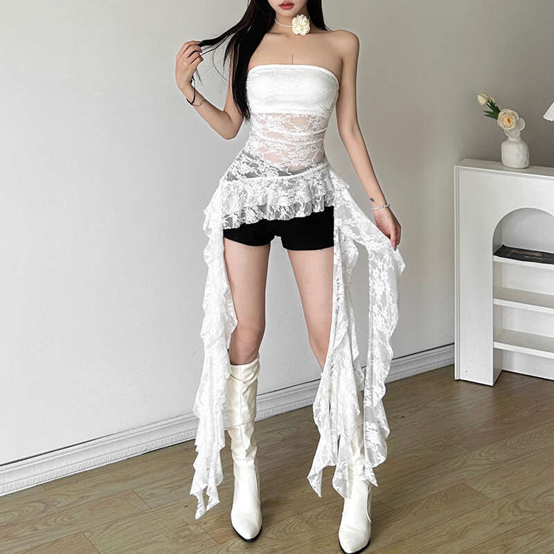 2024 Summer New Women's Solid Color Slim Street Fashion Off-Shoulder Tube Backless Top b93