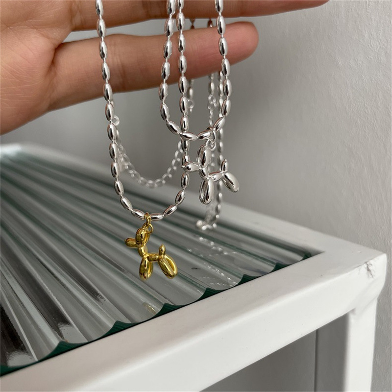 Balloon Dog Necklace Cute Animal Light Niche Exquisite High-end Sense Temperament Simple Design Clavicle Chain for Women Jewelry for Women