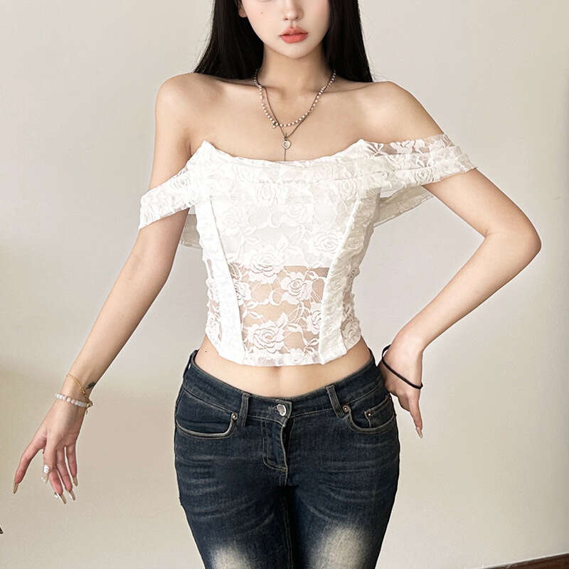 2025 Summer New Fashion Sexy Hot Girl Off-Shoulder Slim Fit Versatile Top 0aa