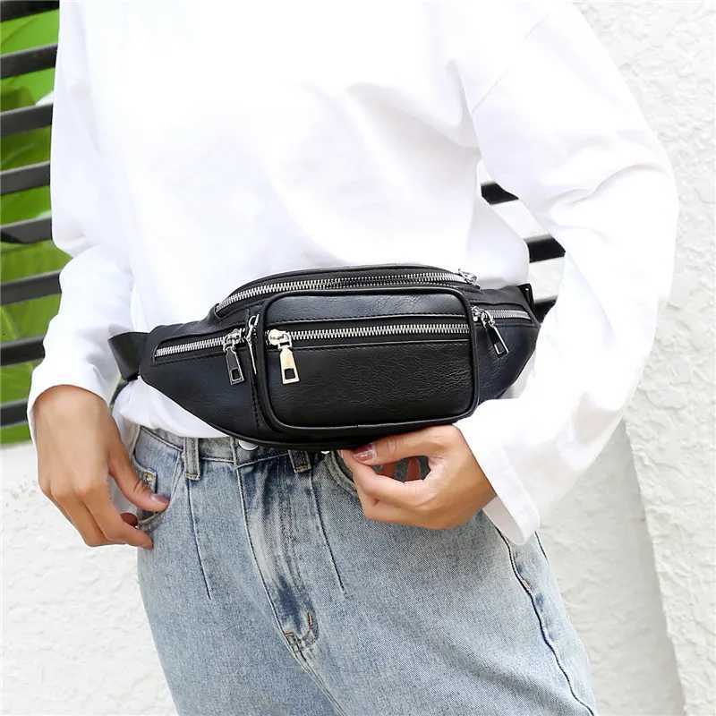 Solid PU Leather Handbag Wen Ch Pack Punk Bag Wens Belt Waist Bag Wen Waist Pack Cell Phe Bags Y250724