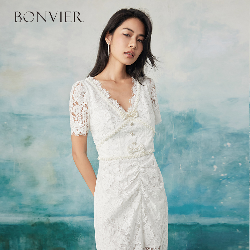 2025 Women's summer French style slim sexy temperament lady lace dress high-grade lace embroidery summer embroidery gauze skirt 6116765