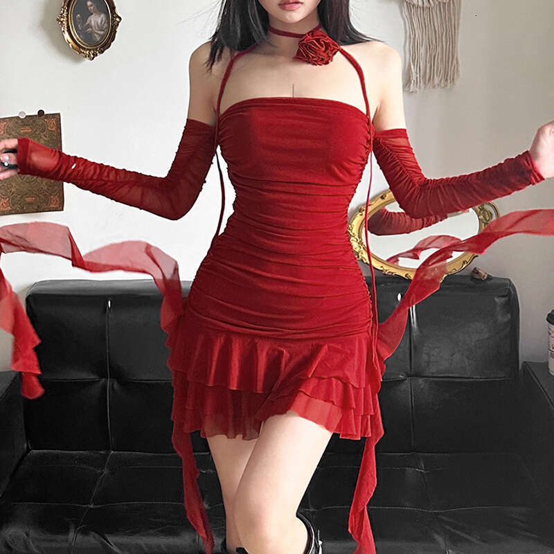 2023 Autumn Winter New Solid Color Sexy Off-Shoulder Fashion Tie Hip Dress 789