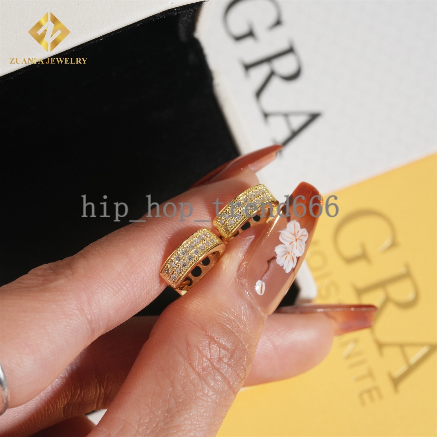 Men Style Hip Hop Fashion Stud Earring 925 Sterling Silver Jewelry VVS Moissanite Hoop Iced Out Earring