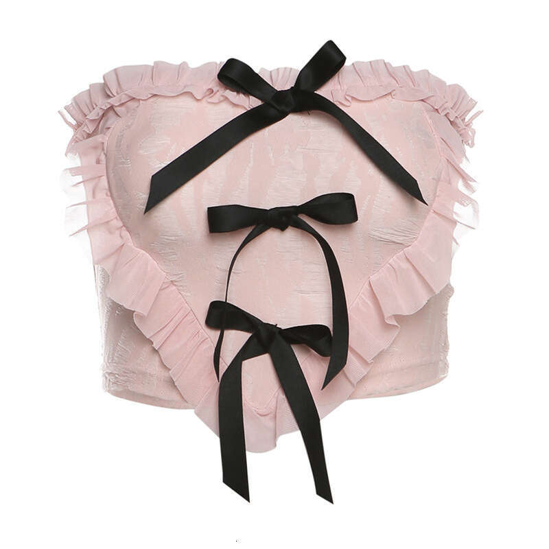 2024 Spring Summer New Women's Fashion Sexy Bowknot Color-Block Tie Vest e18