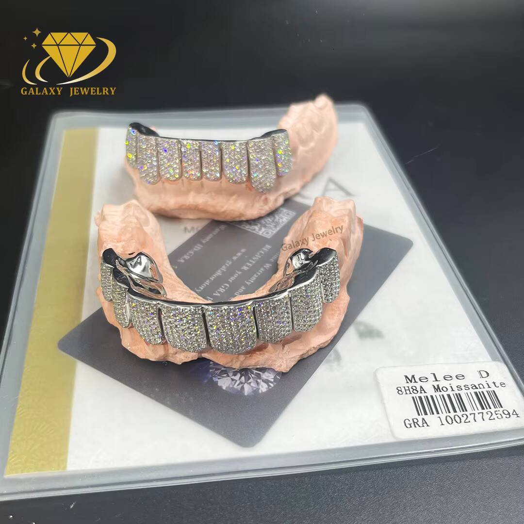 Hip Hop Jewelry Vvs Moissanite Diamond Teeth Grillz S925 10k 14k 18k Gold Silver Iced Out Grillz for Teeth