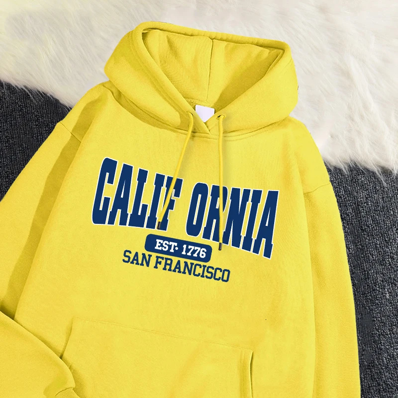 Autumn Winter Womens Hoodies California Est 1776 San Francisco Printed Sweatshirt Warm Fleece Comfortable Pullover Casual Tops 250725