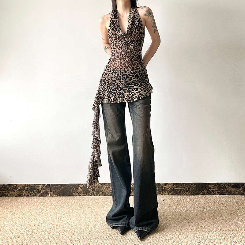 INS2024 Summer New Women's Solid Color Slim Street Fashion Halter Neck Backless Tank Top 7ad