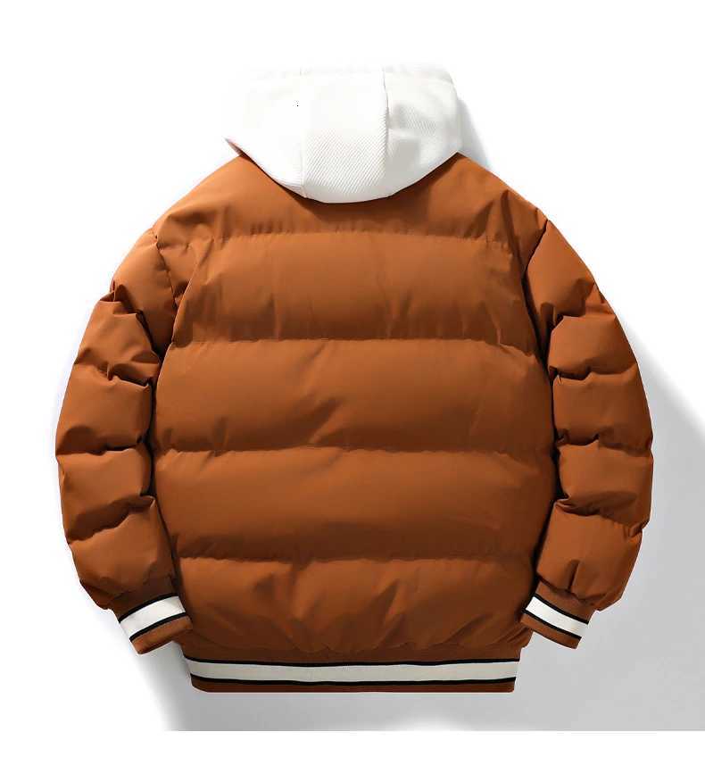 Mens Down Jacket Autumn Winter New Fashion Color-Block Warm Thickened Trend High Street Hooded Fake Two Coat Men Casual Jacket X250725