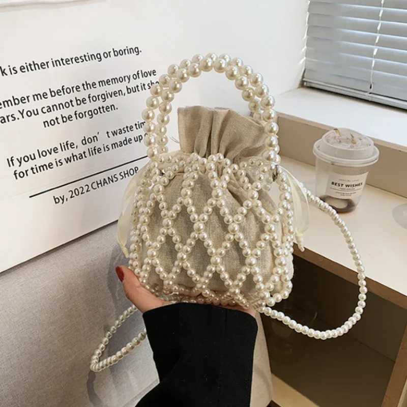 Women Pearl Bag Small Mini Tote Bucket Bag Woven Crossbody Handbags for Women Coin Purse Wallet Handbag Ladies Shoulder Bags Y250725