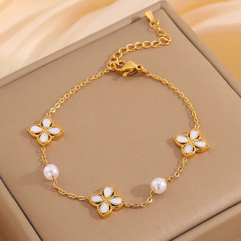 New Fashion Zircon Lucky for Women High Version Niche Four-Leaf Clover Bracelet Light High-End Jewelry