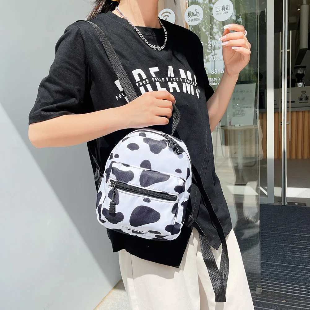 Wenzhi Zebra Leopard Cow Print Backpack Nylon Shoulder Bag Students High School Small Book Bag Fem Mini Rucksack Mochila Y250724
