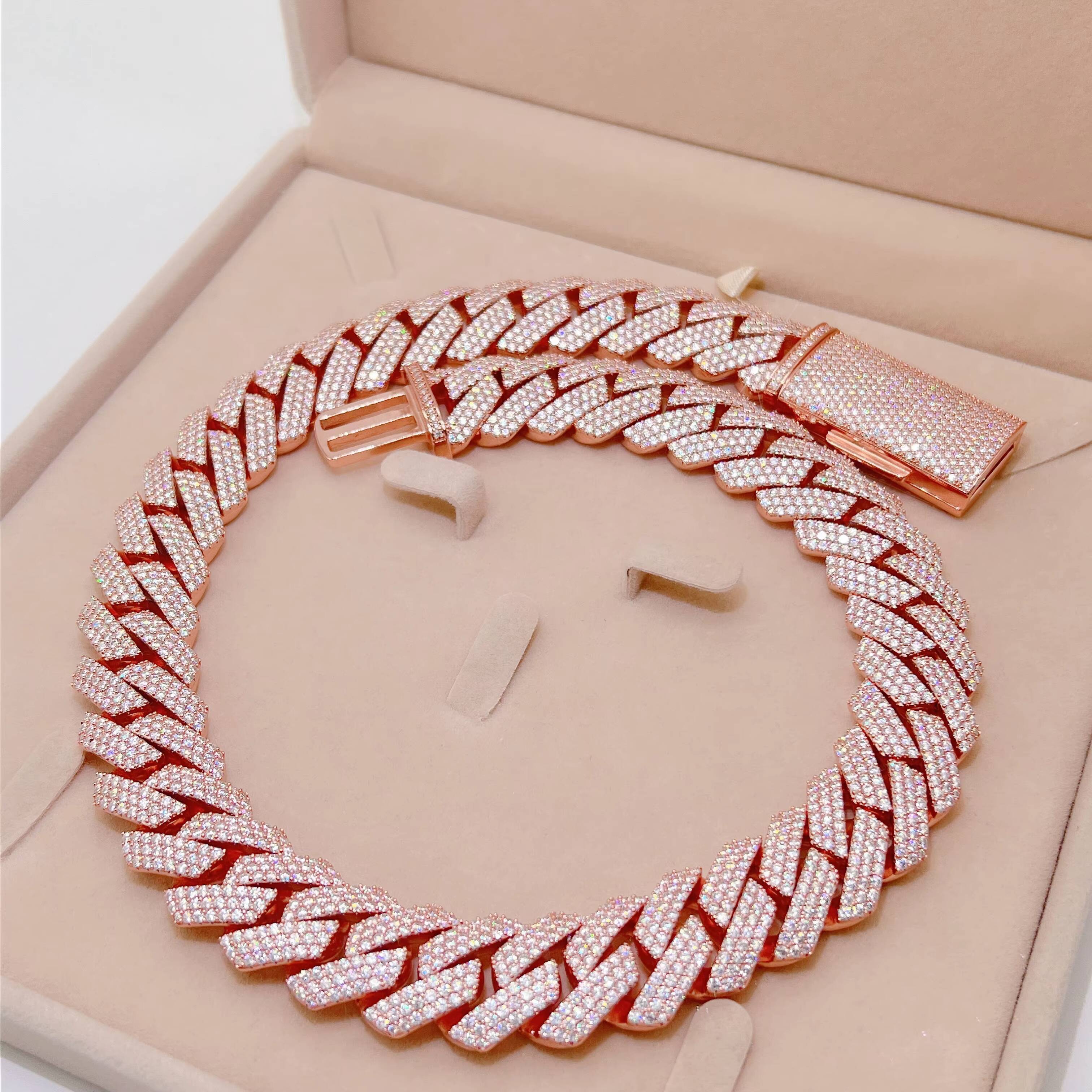 22MM Width Miami Big Heavy Cuban Necklace Sterling Silver VVS Moissanite Hip Hop Jewelry Men Cuban Link Chain