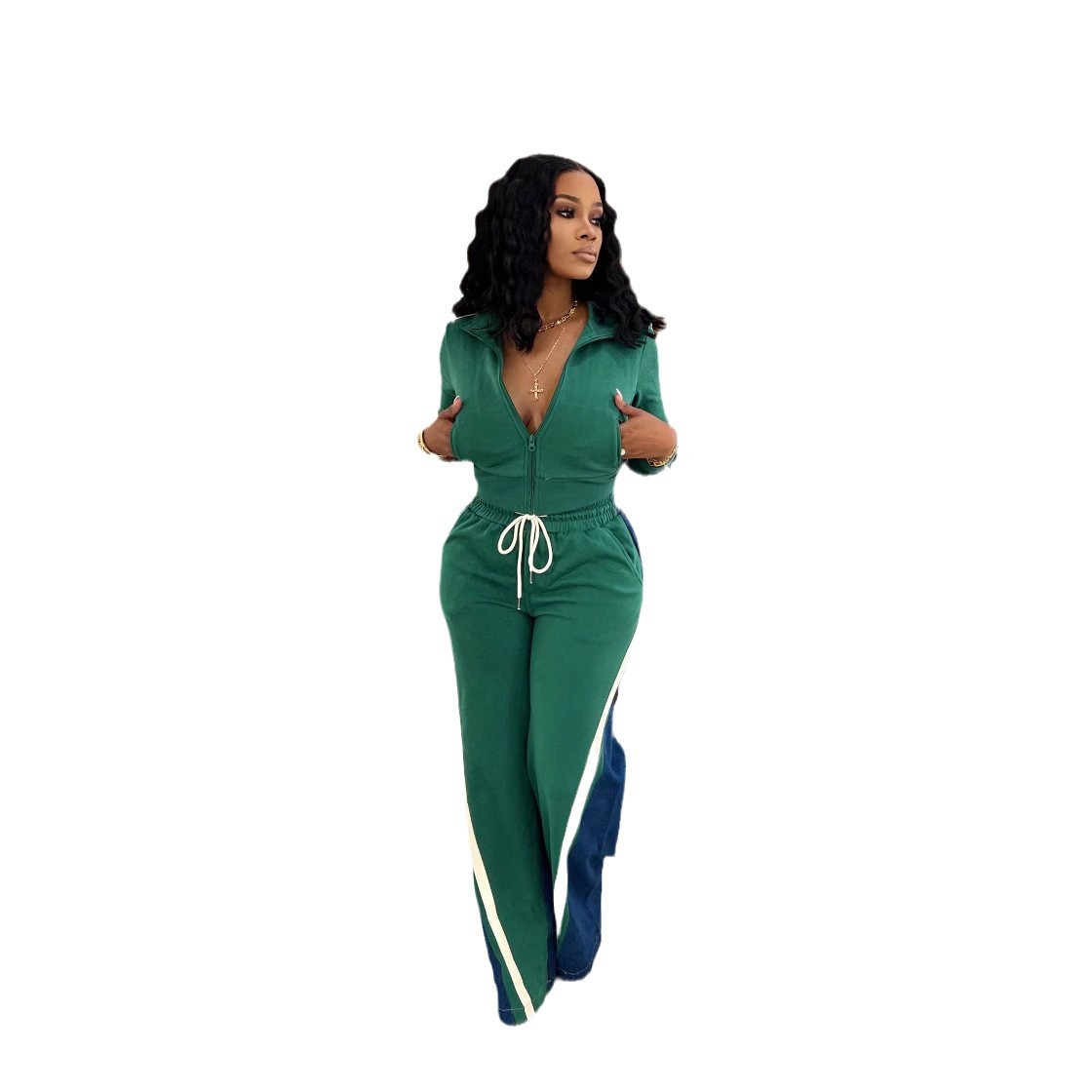 New Designer Women Set Spring and Autumn Fashion Splicing Style Sportswear Women's Leisure Outdoor Sports Two Piece Set