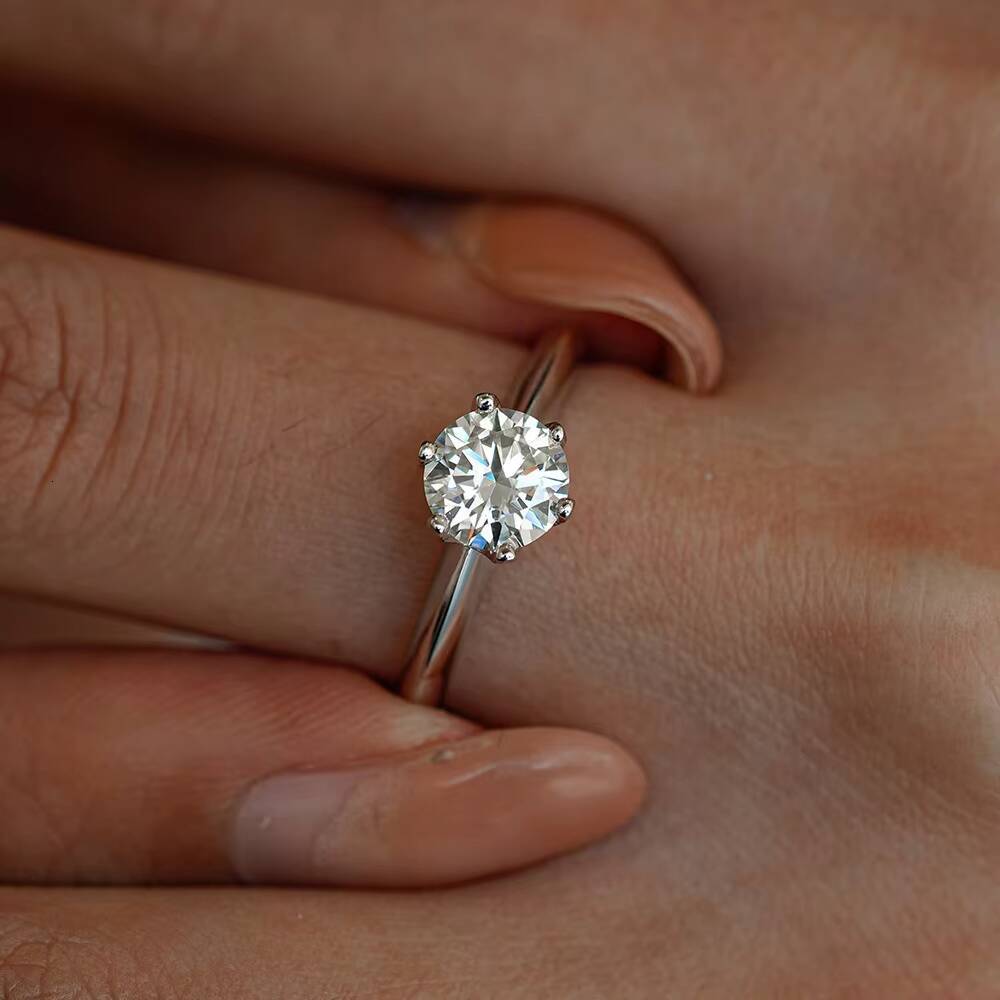 VANFI 925 Silver D VVS Moissanite Rhodium-Ring Ultra-Bright and Minimalist Stylish Design for Ladies