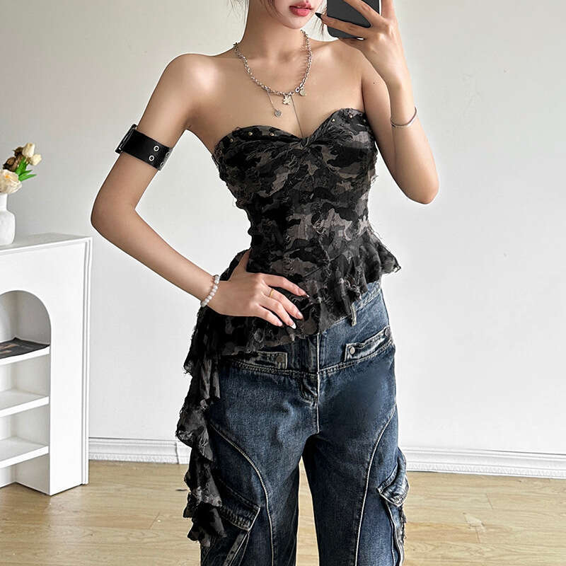 2024 Summer New Women's Solid Color Slim Street Fashion Off-Shoulder Sexy Backless Tank Top 71d
