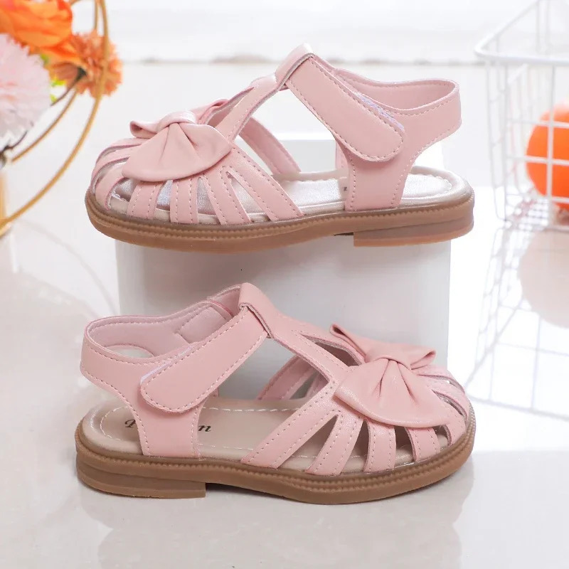 Cute Girls Sandals Bow Peeptoe Soft Hook Loop Beige Kids Princess Shoes Casual Children Nonslip 250725