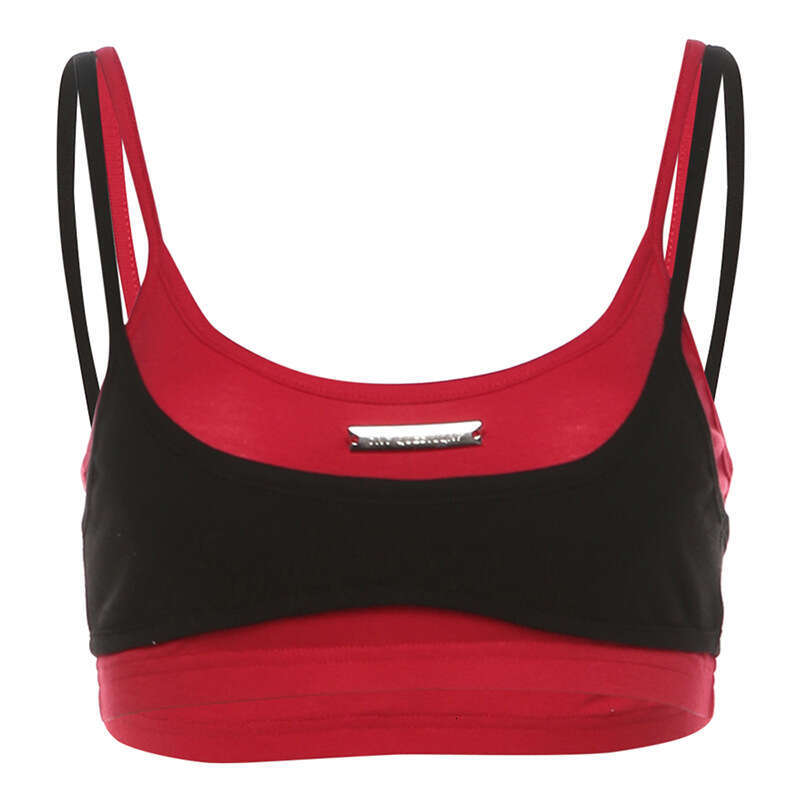 2024 Summer New Women's Solid Color Slim Street Fashion Camisole Two-Piece Sports Vest e55