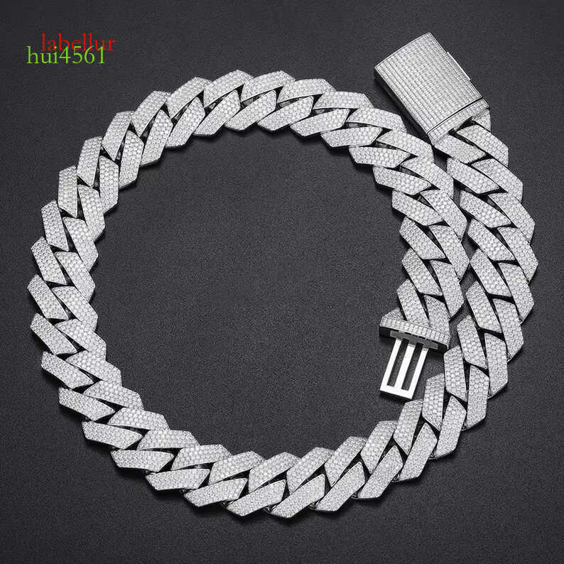 Master rock Hiphop chain 18mm pure sier ice out 4 rows of Moissanite Cuban chains