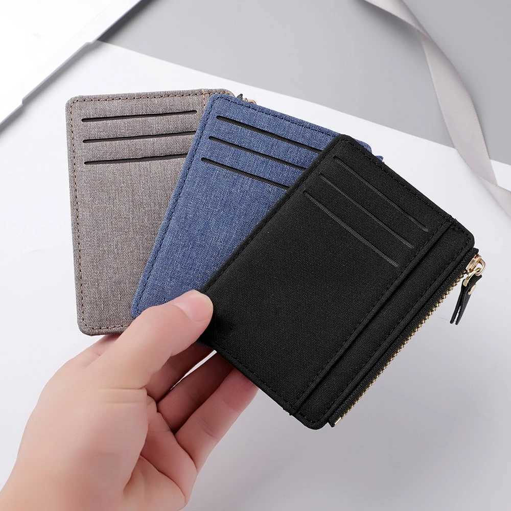 Canvas Material Large Capacity Ultra-thin High-quality Simple Multi-Card Coin Zipper Wallet ID Card Bag Z250725