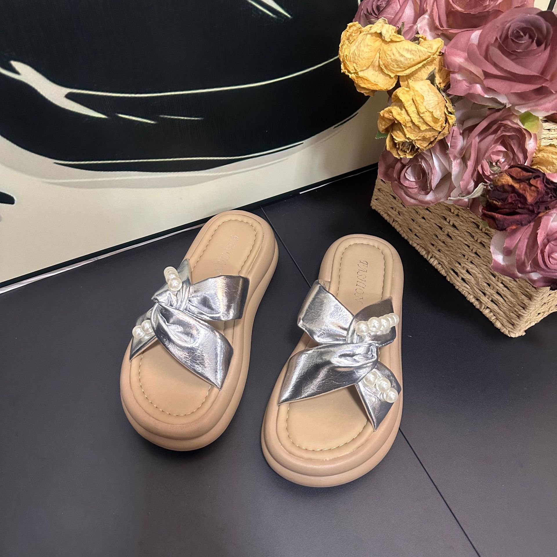 Ddmysports Platform Cross Strap For Women Summer New Fashion Comfortable Casual French Style Pearl Dress Sandals Outdoor Shoes