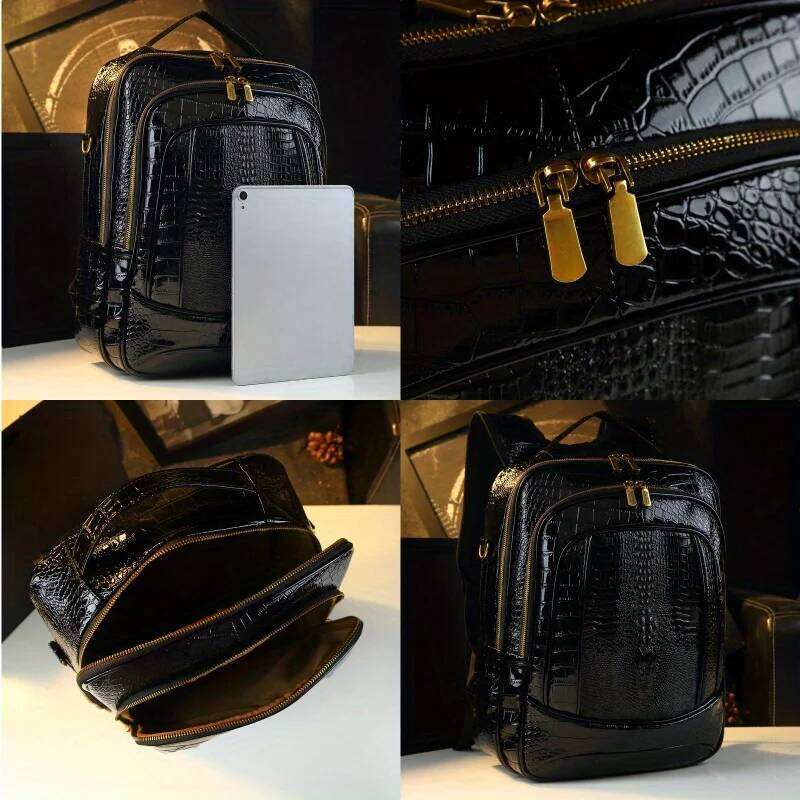 Luxurious designer Light shiny crocodile pattern for men and women 2025 new spring fashion versatile large capacity travel backpack