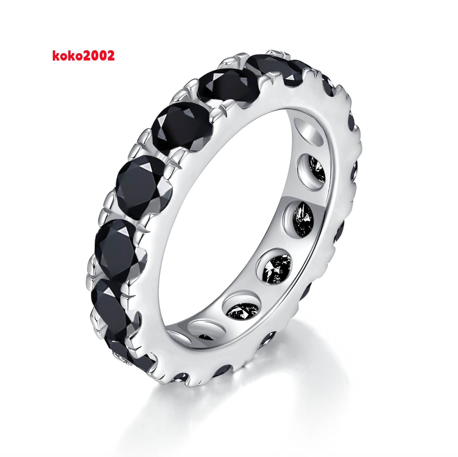 Hip Hop Moissanite Man Rings Round Black Moissanite Diamond Round Brilliant Cut Moissanite 925 Silver Ring