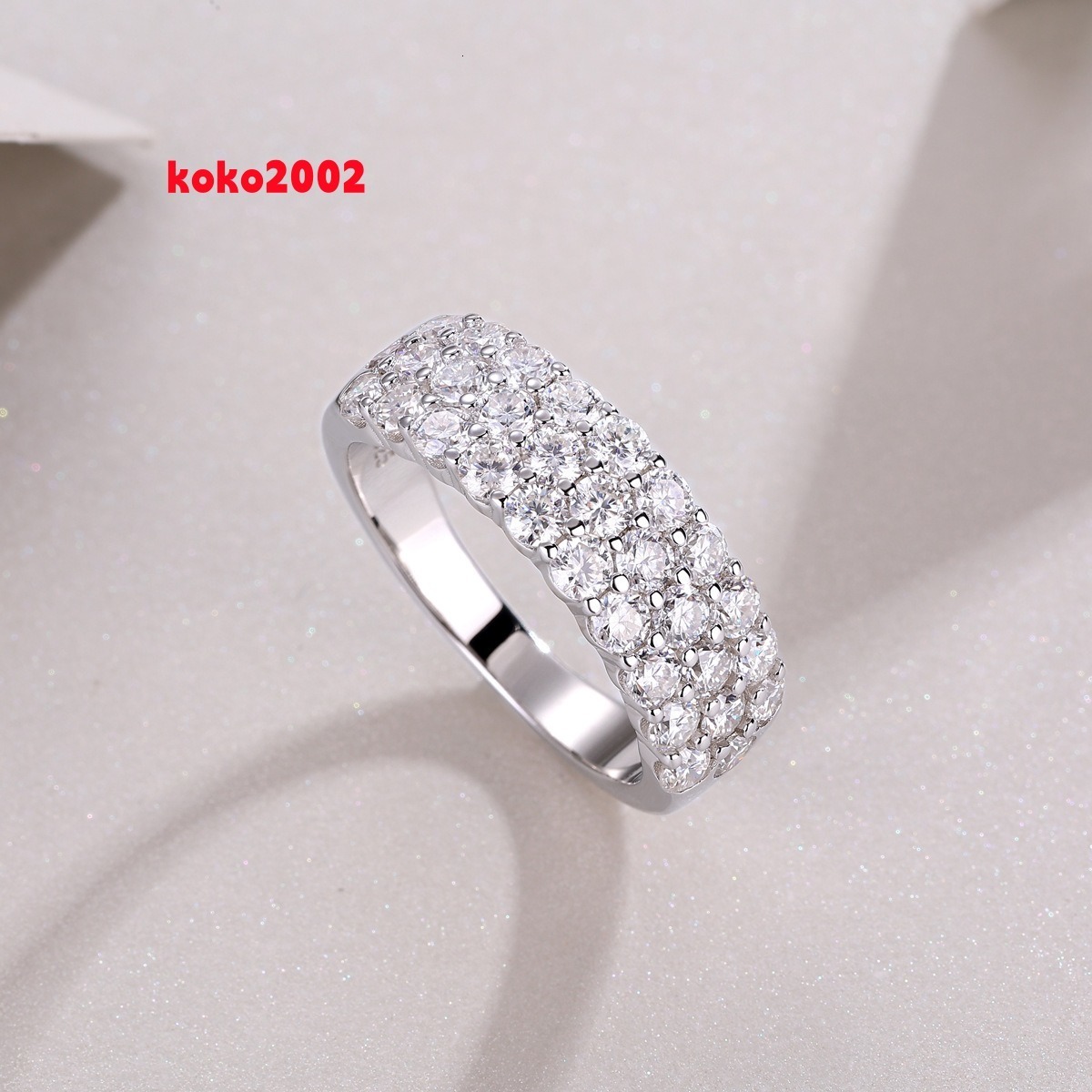 Pass Diamond Tester 3 Rows Round Main Diamonds Wedding Band Zigzag Set VVS Moissanite Solid 925 Silver Bands Open Rings for Men