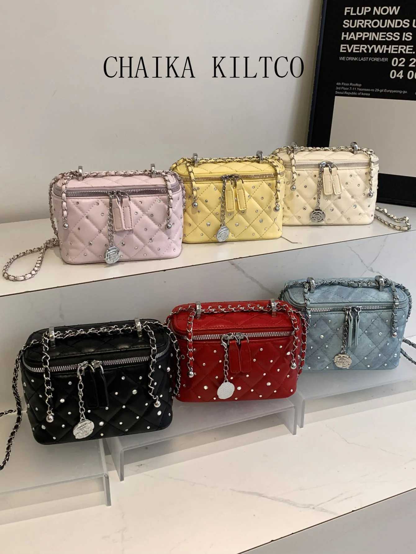 CHAIKA KILTCO Lingge Chain Small Bag for Women 2025 New High-end Western Style Sparkling Single Shoulder Crossbody Bag Y250725