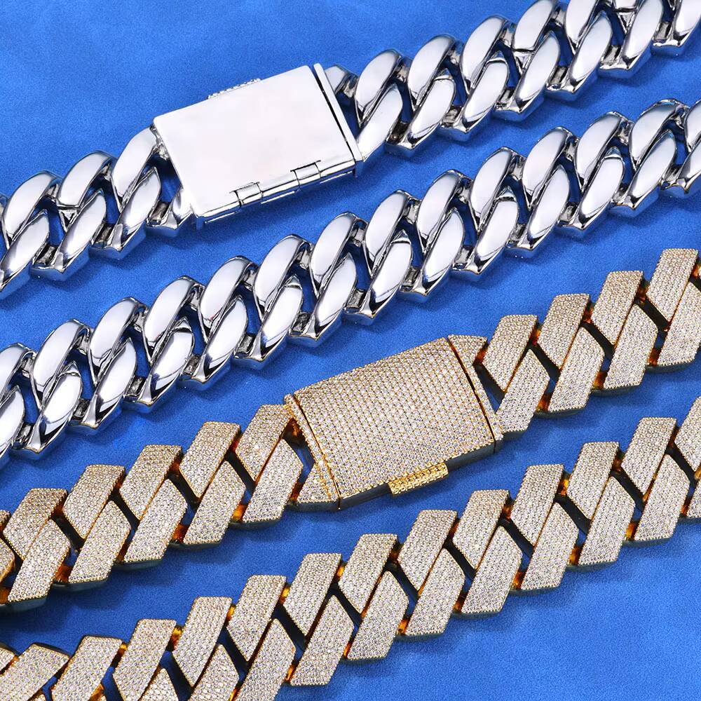 S925 Silver Moissanite Rhombus Cuban Chain Bracelet Fine Chain Link Jewelry