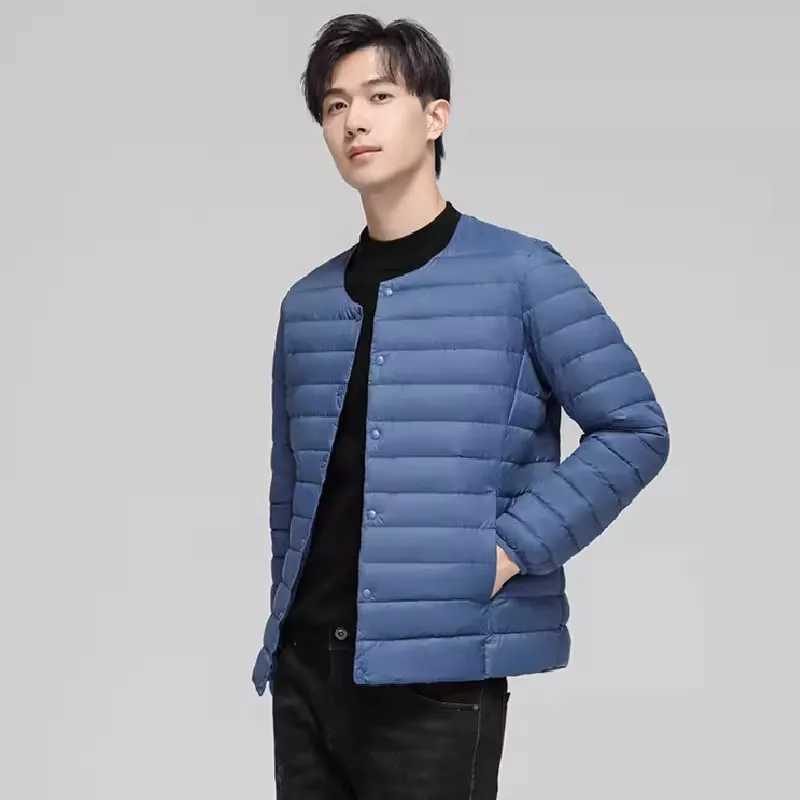 0-10 Men Down Jackets 2024 New Autumn Ultra Light Male Collarless Duck Down Coat Puffy Quilted Lining Outerwear Thin Parkas X250725