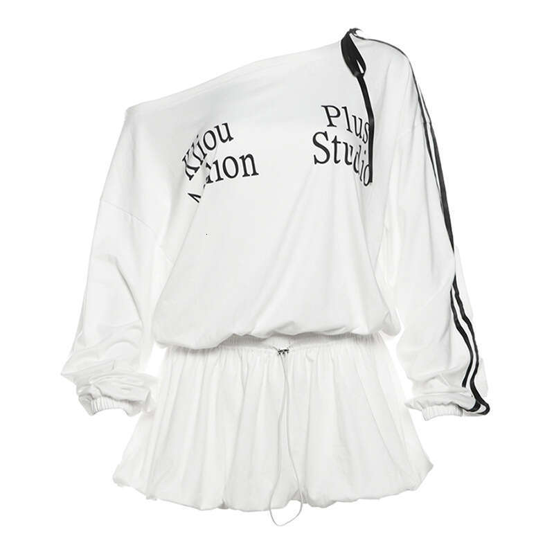 2024 Style Sexy Long Sleeve for Women Cool and Bold Sister Waist-Cinching Loose Mini Sweatshirt Dress cfb