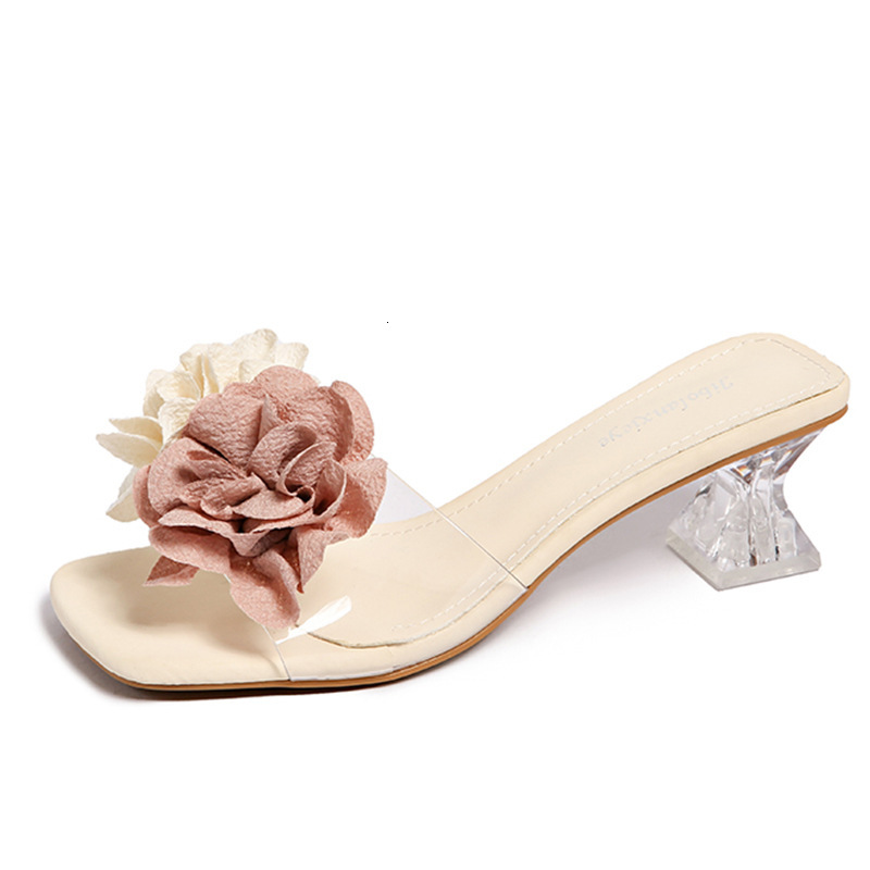 Ddmysports Plus Size Flat For Women Summer Floral Soft Sole Square Toe Versatile Outdoor Slippers S Shoes Outdoor Shoes