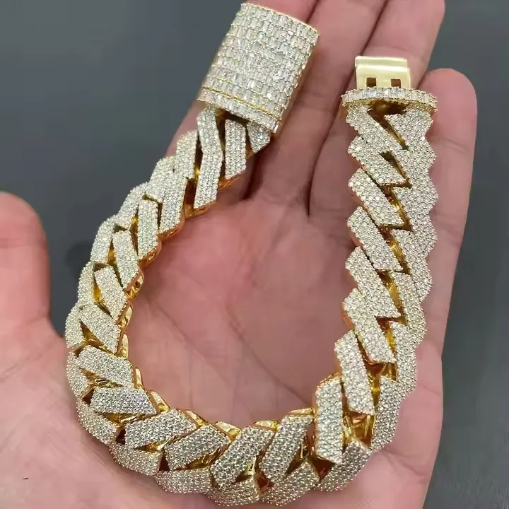 Moissanite Cuban Necklace - 20mm Men's Style Jewelry - Hip-Hop Rock Style VVS Grade Necklace - Fashion Designer Designed Jewelry - Suitable for D