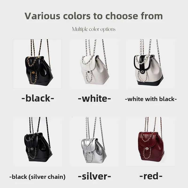 Ladies Wax Leather Chain Shoulder Bag Student Small Fragrance Style Backpack Korean Version Dual-Purpose Bag Y250725