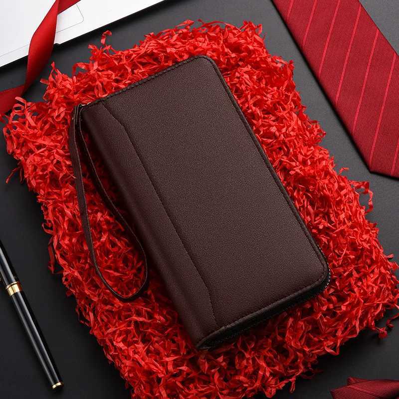 New Mens PU leather Splice mass long zipper wallet New soft Fashion clutch bag Hand clutch bag Zipper clutch bag Z250725