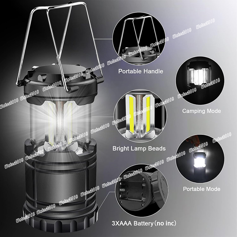 LED Camping Lantern Battery Powered Compact LED Lanterns Suitable Survival Kits For Hurricane Waterproof Portable Emergency Light For Storm Outages Bl