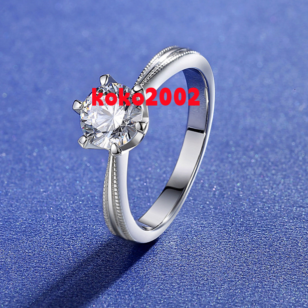 Custom Solitaire Rings Jewelry Moissanite 2ct White Gold Plated Prong Setting 925 Silver Moissanite Wedding Rings