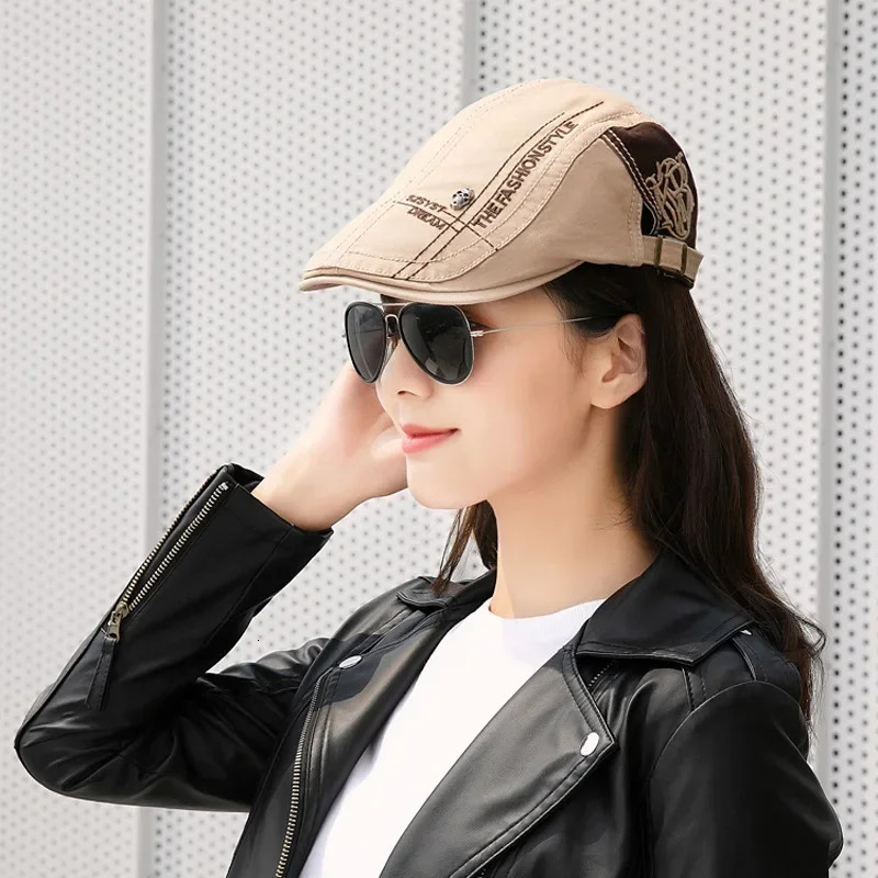 Unisex Skull Letters sboy Caps for Men Soft Cotton Beret Hat Women Sun Protection Cabbie Hats Driver Adjustable Ivy Flat Cap 250723