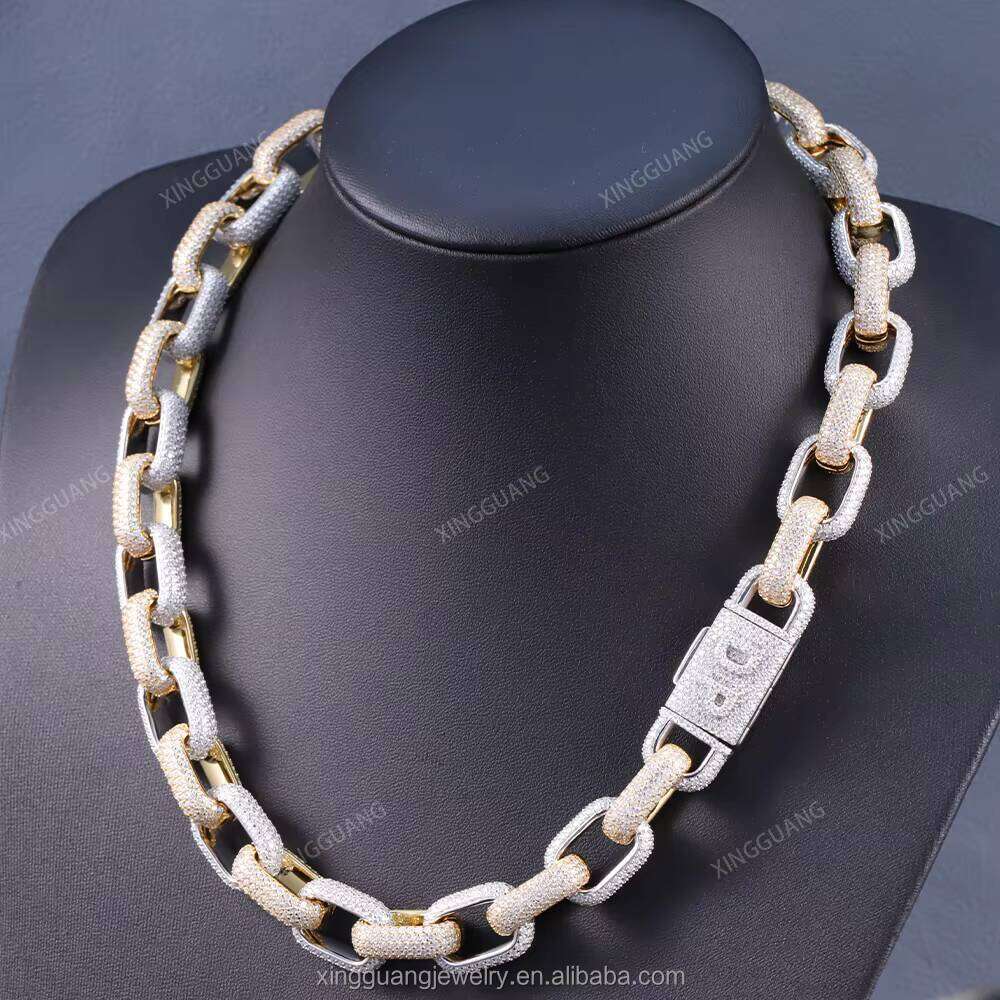 Iced Out Fine Jewelry Pass Dia Test 15mm Box S Sterling Sier With VVS Moissanite Cuban Link Chain for Necklace