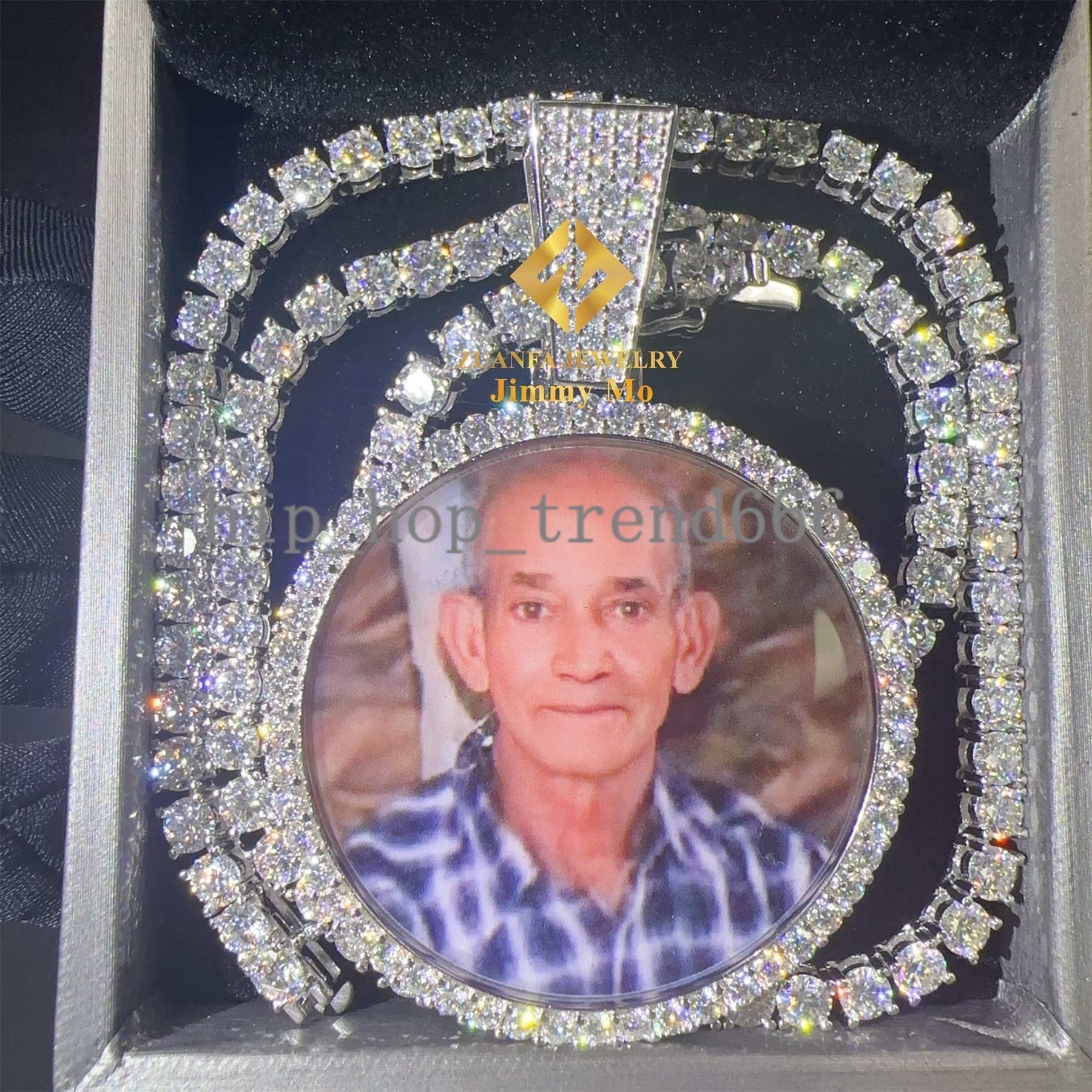 25MM 38MM 40MM 46MM 55MM Pass Diamond Tester Iced Out Jewelry S925 VVS1 Moissanite Diamond Memory Pendant Necklace