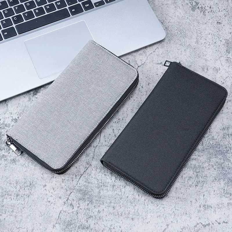 Men Long Wallet Large Capacity Multiple Card Slots Canvas Zippered Purse Business Handbag Card Holder Wallet Coin Bag Z250725