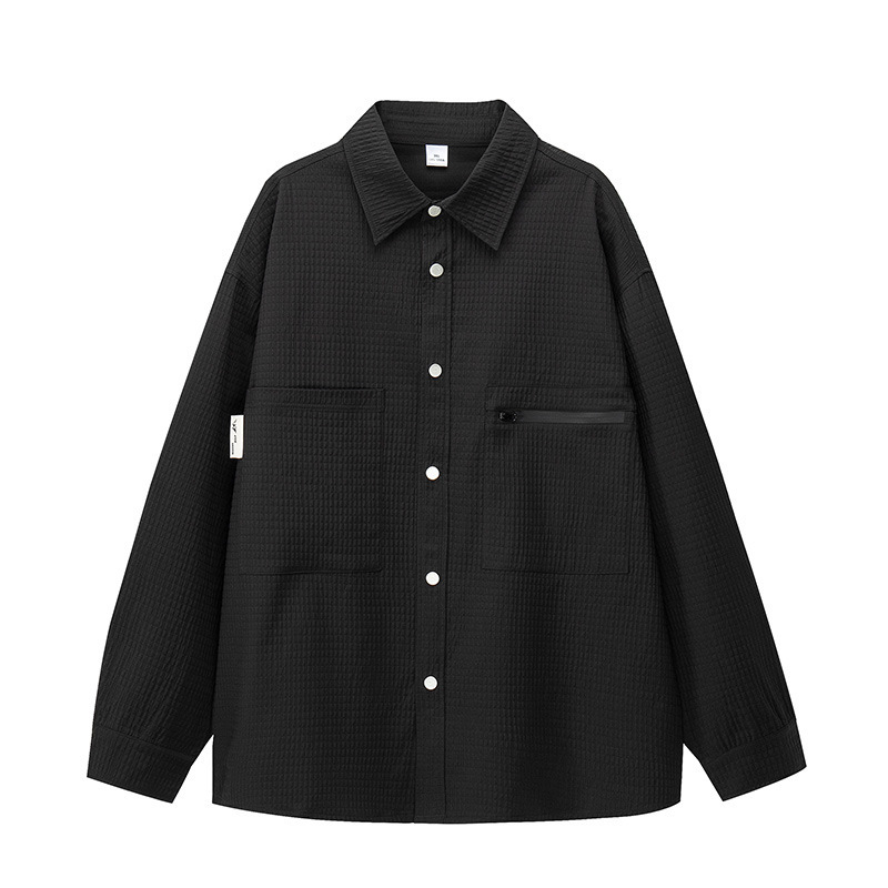 Hong Kong Style Work Shirt Men Long Sleeve Casual Trendy Overshirt