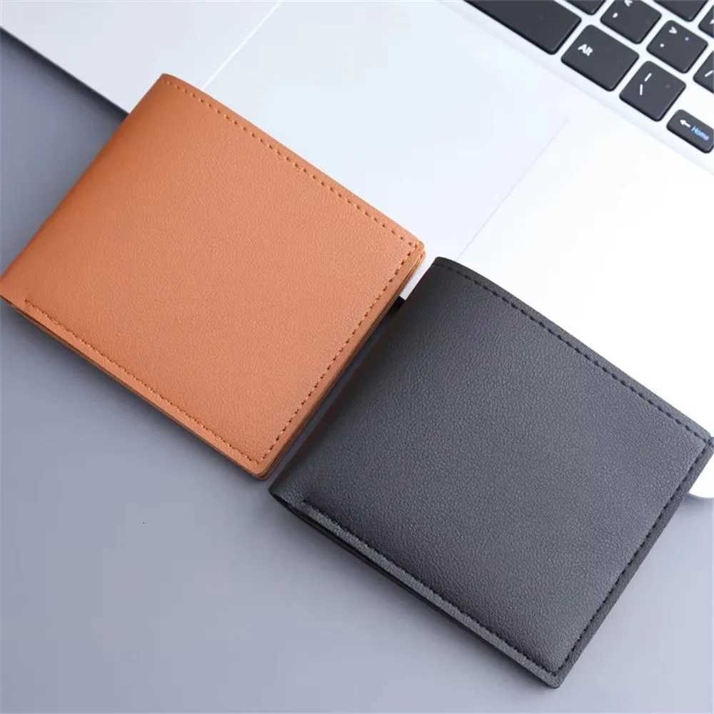 Simple Men Short PU Leather Wallet Solid Color Thin Male Holder Small Money Purses Business Foldable Wallet New Z250725